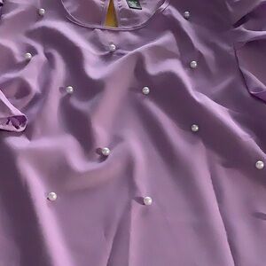 Elegant Purple Women's Top with Pearl Accents